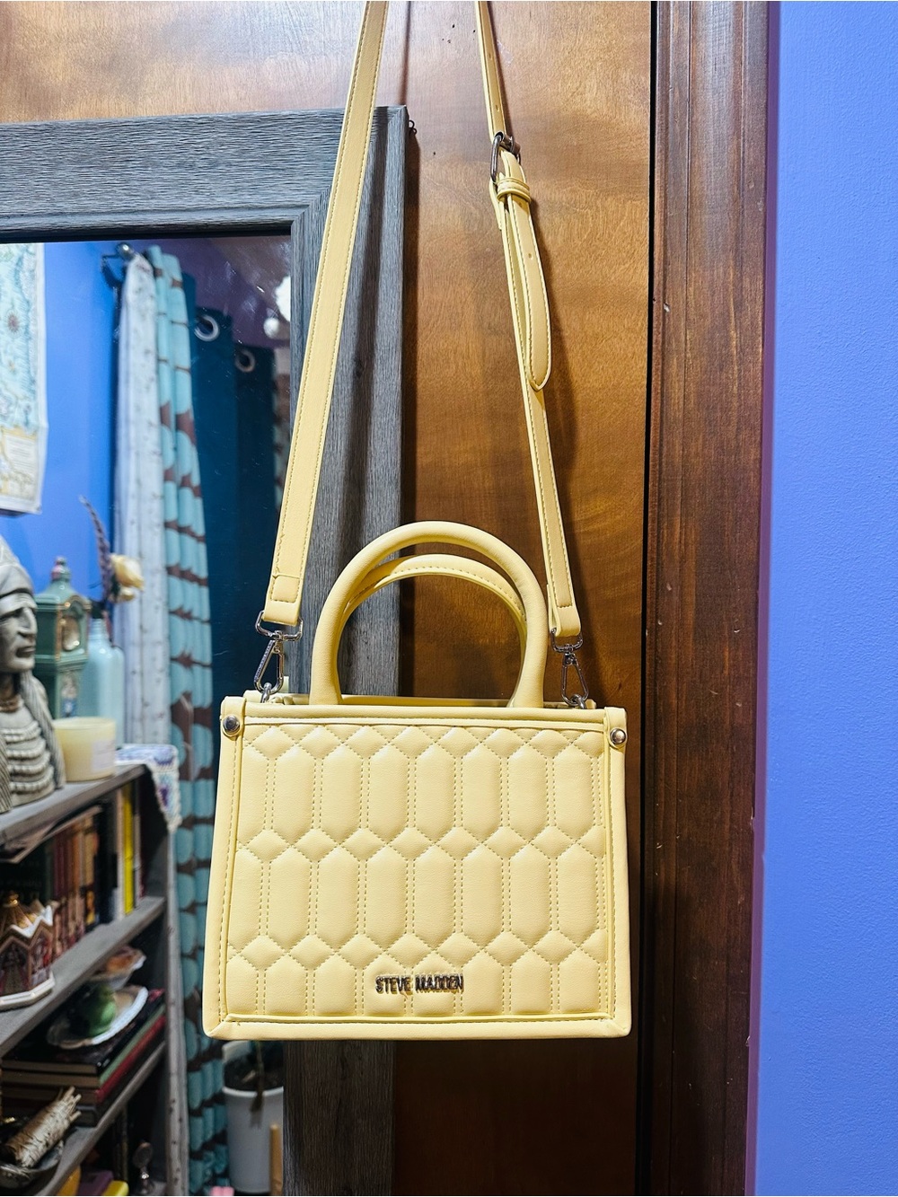 Steve Madden Butter Yellow Quilted Mini Top-Handle Crossbody